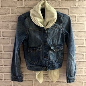 Abercrombie & Fitch Denim Jacket | Size XS | Knit Waterfall Front | Pockets